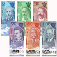 Set Completo 6 Billetes Plásticos Barbados 2022  - Numisfila