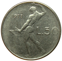 Moneda Italia 50 Lire 1955-1981 Dios Vulcano - Numisfila