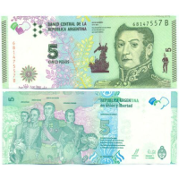 Billete Argentina 5 Pesos (2016) San Martin - Numisfila