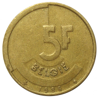 Moneda de Bélgica 5 Francos 1986-1993   - Numisfila