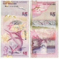 Billete Bermuda 5 Dolares 2009 Aguja Azul - Numisfila