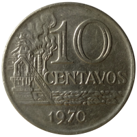 Moneda Brasil 10 Centavos 1970 - Numisfila