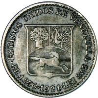 Moneda 25 Céntimos 1921 Variante 2 Bajo - Medio de Plata - Numisfila