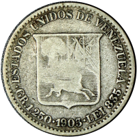 Escasa Moneda 25 Céntimos 1903 ¼ Bolívar - Medio - Numisfila