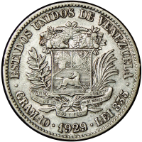 Moneda 2 Bolívares de Plata 1929 - Numisfila