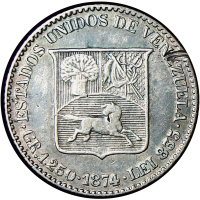Moneda 5 Centavos 1874 Variante "A" Romana - Medio - Numisfila