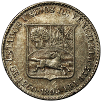 Moneda Plata Medio 1894 - ¼ de Bolívar - Numisfila