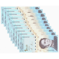 Escalera Seriales Bajos 10 Billetes 1 Millón Bolívares 2020 E8 E00000981 al E00000990  - Numisfila