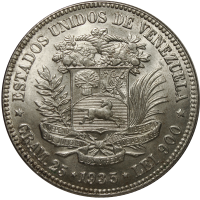 Bella Moneda plata 5 Bolívares - Fuerte 1935 - Numisfila