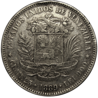 Moneda de Plata 5 Bolívares Fuerte 1889 - Numisfila