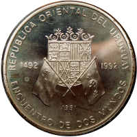 Moneda Uruguay 50.000 Nuevos Pesos 1991 Encuentro de Dos Mundos - Numisfila