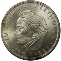 Moneda de Plata Alemania 5 Marcos 1970 - Beethoven - Numisfila