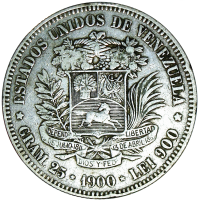 Moneda 5 Bolívares Fuerte de Plata 1900 - Numisfila