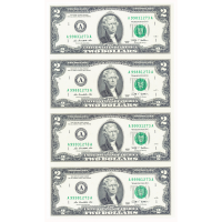E.E.U.U. Pliego 4 Billetes 2 Dollars 2009 Estuche de la Reserva Federal  - Numisfila