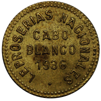 Ficha Leproserías Cabo Blanco 0,12 ½ Bolívares 1936 - Numisfila