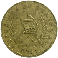 Moneda Guatemala 1 Quetzal 1999-2001 - Numisfila