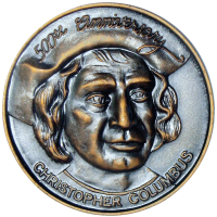 Medalla de Bronce Cristóbal Colón Banco Unión 500 Años de su llegada a América 1992  - Numisfila