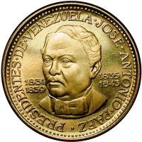 Medalla de Oro José Antonio Páez en Estuche Presidentes Venezuela 4 Dineros - 6 Gramos - Numisfila
