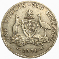 Moneda de Plata Australia One Florin 1936 Jorge V - Numisfila