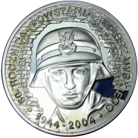 Moneda de Plata Polonia 10 Ztotych 2004 Alzamiento de Varsovia 60 Aniversario - Numisfila