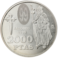 Moneda de Plata España Año Santo Jacobeo 2000 Pesetas 1999  - Numisfila