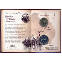 Set 2 Monedas Australia 20 Centavos y 1 dólar 2010 Estuche Original 150 Años Expedición Burke & Wills - Numisfila