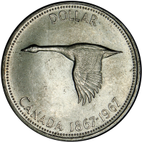 Centenario Canadá Moneda de Plata 1 Dolar 1965 Elizabeth II y Ganso - Numisfila