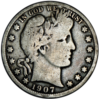 Moneda de Plata EEUU ½ Dolar 1907 "D" Denver "Barber Half Dollar" - Numisfila