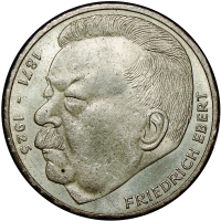 Moneda de Plata Alemania 5 Marcos 1975 Friedrich Ebert - Numisfila
