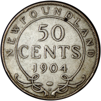 Moneda de Plata Canadá 50 Cents 1904 H Terranova - New Founlands Eduardo VII - Numisfila