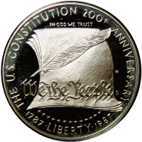 Moneda de Plata EE. UU. Dollar 1987 Constitución 200 Aniversario - Numisfila