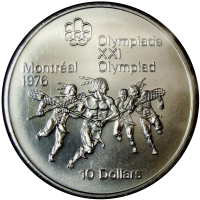Moneda de Plata Canadá 10 Dolares 1974 Lacrosse - Juegos Olímpicos Montreal - Numisfila