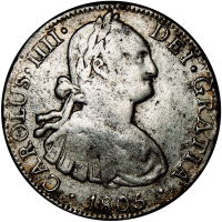 Moneda de Plata Mexico 8 Reales 1805 TH Carlos IV - Numisfila