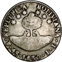Moneda de Plata Bolivia Potosí 4 Soles 1830 Potosí JL - Numisfila