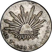 Moneda de Plata México 4 Reales 1868 Zs YH  - Numisfila