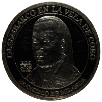 Moneda de Plata Miranda Desembarco Vela de Coro 200 Bolívares 2010 - Numisfila