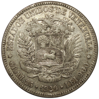 Moneda de Plata 5 Bolívares - Fuerte 1929 - Numisfila