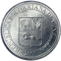 Moneda 50 Céntimos de Bolívar Fuerte 2007 PCGS MS66 - Numisfila