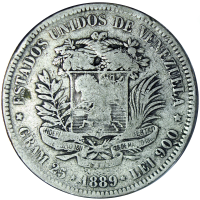 Moneda de Plata 5 Bolívares - Fuerte 1889 - Numisfila