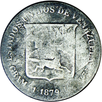 Moneda 20 Centimos -  1/5 de Bolívar 1879 Reverso Letras Gruesas - Numisfila