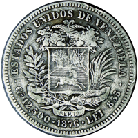 Escasa Moneda de Plata 50 Centavos 1876 - 5 Reales - Numisfila