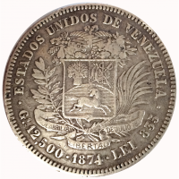 Moneda 50 Centavos 1874 Ceca Afuera - 5 Reales - Numisfila