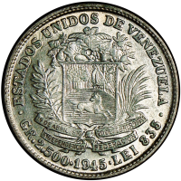 Moneda 50 Céntimos 1945 Real de Plata - ½ Bolívar - Numisfila