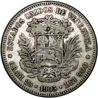Moneda de Plata 5 Bolívares - Fuerte 1905 - Numisfila