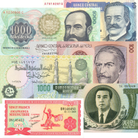 Set de 6 Billetes Mundiales Diferentes Tipo C - Numisfila