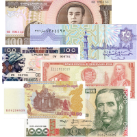 Set de 6 Billetes Mundiales Diferentes Tipo  D - Numisfila