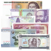 Set de 6 Billetes Mundiales Diferentes Tipo A - Numisfila