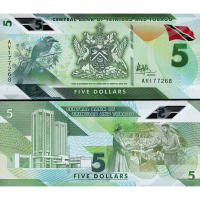 Billete Plástico Trinidad y Tobago 5 Dólares 2020-2021 - Numisfila