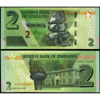 Billete Híbrido Zimbabwe 2 Dólares 2019 - Numisfila
