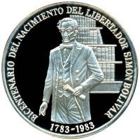 Moneda de Plata 100 Bolívares 1983 Bicentenario Simón Bolívar - Numisfila